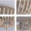 DORESshop 11.8 in. 3-Light Farmhouse Bohemian Wood Beaded Flush Mount - 3 of 4
