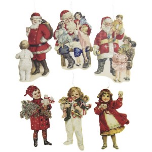 5.25 In Children And Santa Dummy Boards Christmas Victorian Toys Tree Ornaments - 1 of 3
