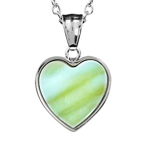 ELYA Women's Dyed Mother Of Pearl Heart Stainless Steel Necklace - 19" - 1 of 3