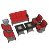 UPTION 7-Person Wicker Outdoor Patio Furniture Set Rattan Chair Wicker Set with Red Cushion - 3 of 4