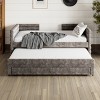 ModernLuxe Twin Size Upholstered Daybed Frame with Trundle & 3 Storage Drawers, Short-haired Linen  Sofa Bed for Guest Room, Beige/Gray/Dark Blue - 2 of 4
