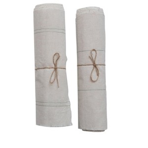 Storied Home Woven Torn Cotton Blend Fabric Roll, Natural and Green, Set of 2 - 1 of 4