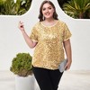 Anna-Kaci Women's Plus Size Short Sleeve Sequin Top Round Neck - 2 of 4