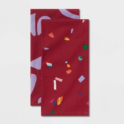 2pk Cotton Tea Towels Red - Opalhouse™