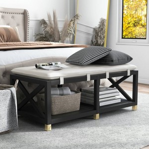 48.5" Silas Rectangle Storage Bench with Removable Cushion - miBasics - 1 of 4