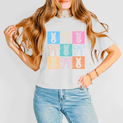 Simply Sage Market Checkered Bunny Coquette Distressed Boxy Crop Top