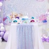 Wikineon Iridescent Blue Table Runner 2pcs 27X120inch Sequin Table Runners 10ft Mermaid Party Table Runner for Wedding Birthday Party Ceremony - 4 of 4