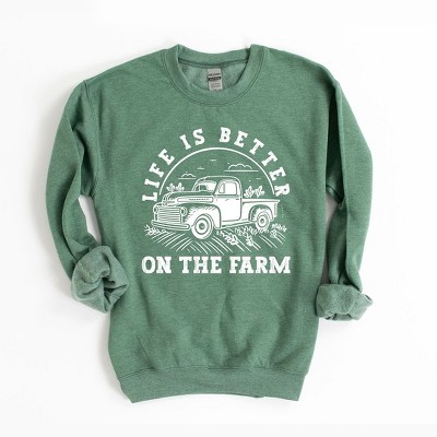 Simply Sage Market Women's Graphic Sweatshirt Better On The Farm Truck