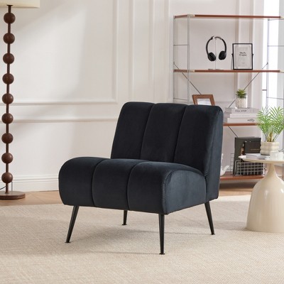 Lycvki 24.4" W Modern Accent Chair with  Metal Legs for Living Room,