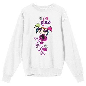 Growing Up Creepie I <3 Bugs Crew Neck Long Sleeve White Adult Sweatshirt - 1 of 3