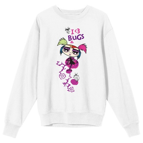 Growing Up Creepie I <3 Bugs Crew Neck Long Sleeve White Adult Sweatshirt - image 1 of 3