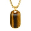 Steeltime 24" 18k gold plated stainless steel and stone dog tag pendant. Color Options: Brown, Green - 2 of 4