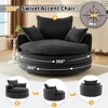 Whisen Corduroy Swivel Round Sofa Chair with Dual-layer Cushion Design and 3 Removable Pillows - 2 of 4