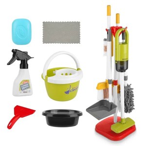 14Pcs Kids Cleaning Toy Set Toddler Housekeeping Pretend Play Kit with Vacuum Cleaner Broom Mop Organization Stand for Boys Girls Aged 3 4 5 - 1 of 4