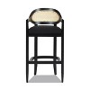 PAGED 43.5" High Bar Stools Set of 2 Modern Upholstered Counter Stools with Rattan Back and Wooden Legs for Dining Room - 2 of 4