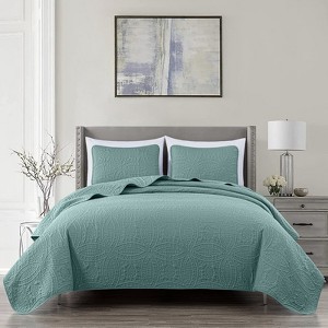 FIONECA Oversized 3 Piece Quilted Bedspread Set Includes Bedspread Matching Shams For Versatile Bedroom Styling - 1 of 4