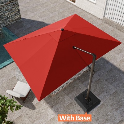 Pellebant 10'x 12.5' Patio cantilever Umbrella Heavy Duty Base Set High-strength Aluminum Pole with 360Rotation 5 Heights Adjustable