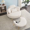 61 inches beige comfortable seat small sofa with small end table - image 4 of 4