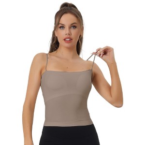 Allegra K Women's Spaghetti Strap Build in Bra Padded Sleeveless Tank Tops - 1 of 4
