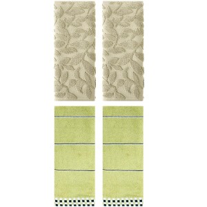 REGALWOVEN 4 Pcs Striped Checked Print Absorbent Soft Decorative Bathroom Hand Towel 14 x 30 Inch - 1 of 4