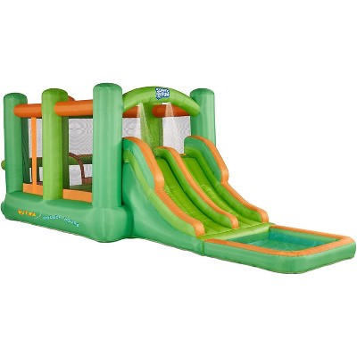 Sunny & Fun Inflatable Ultra Slip N Water Slide Bounce House Park  Heavy-Duty for Outdoor Fun - Climbing Wall, Slides, Ball Pit  Easy to Set Up & Inflate with Included Air Pump & Carrying Case
