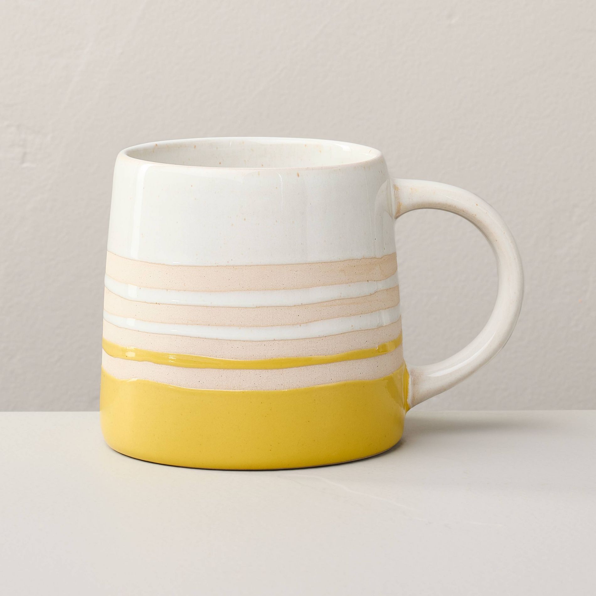 16.5 fl oz Ceramic Mug Yellow Stripe - Hearth & Hand™ with Magnolia