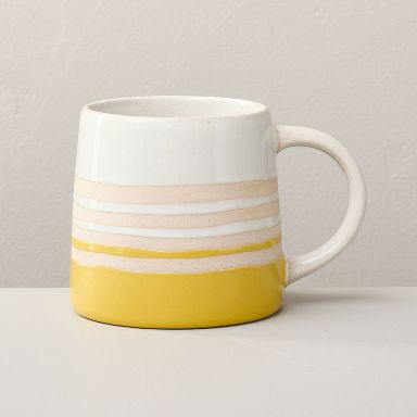 16.5 fl oz Ceramic Mug Yellow Stripe - Hearth & Hand™ with Magnolia