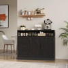 47.2" Buffet Cabinet with Storage, Modern Farmhouse Sideboard Storage Cabinet with Power Outlet, 3 Drawers and 2 Barn Doors, Large Wood Bar Station - 4 of 4