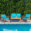 Tangkula 8pcs Wooden Patio Furniture Set Table & Sectional Sofa w/ Turquoise Cushion - 3 of 4