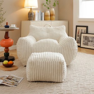 GDFStudio Edie 2 Piece Corduroy Bean Bag Chair with Ottoman - 1 of 4
