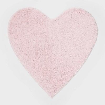 24"x24" Valentine's Day Shaped Heart Non-Slip Bath Rug Pink - Room Essentials™