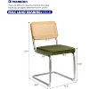 Angel Sar Rattan Dining Chairs Set of 2, Armless Green Kitchen Dining Chair with Velvet Cushion, Handwoven Rattan Back & Sturdy Metal Frame, Green - 3 of 4