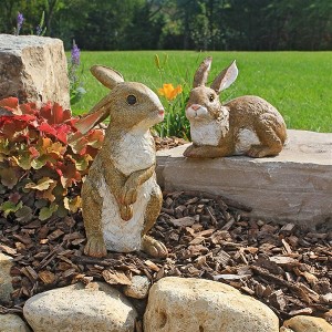 Design Toscano Bashful and Hopper Garden Bunnies Collection: Set of Two - 1 of 4