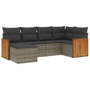 vidaXL Garden Sofa Set Grey PE rattan, powder-coated steel Medium - 1 of 4