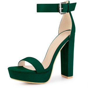 Perphy Women's Platform Ankle Strap Open Toe Buckle Chunky High Heels Sandals - 1 of 3