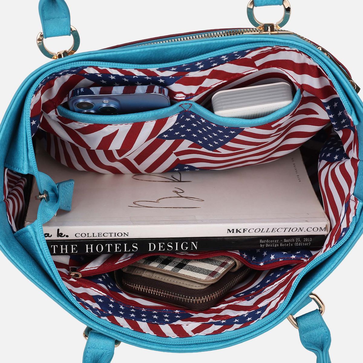 Tote Bag Patriotic Print Zip Closure, Lilian | MKF Collection by Mia K - thumbnail 7
