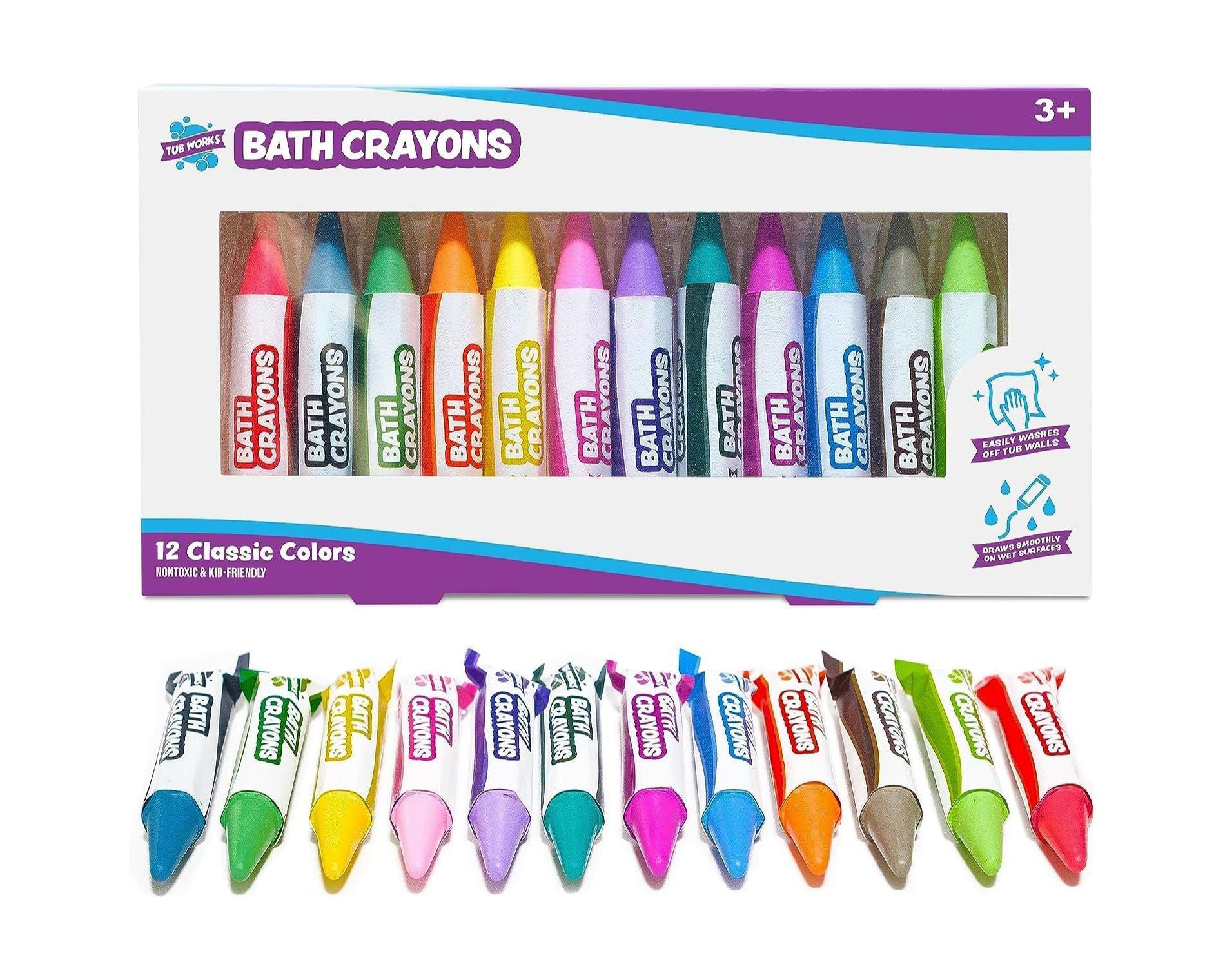 Tub Works Smooth Bath Crayons Bath Toy, 12 Pack
