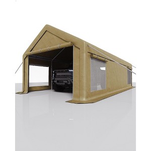 COZONY Heavy Duty Carport with Removable Walls and Roll-Up Door, All-Weather Portable Garage for Truck RV and Boat - 1 of 4