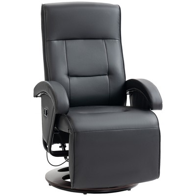 Swivel Recliner Chair with Footrest, Faux Leather Lounge Chair with 135¡ã Adjustable Backrest, Padded Seat & Armrests