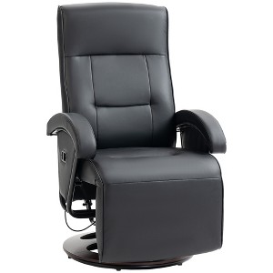 Swivel Recliner Chair with Footrest, Faux Leather Lounge Chair with 135¡ã Adjustable Backrest, Padded Seat & Armrests - 1 of 4