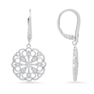 Queen Jewels Sterling Silver Vintage Floral CZ Leverback Earrings - 1 of 2