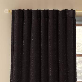 Blackout Embossed Velvet Curtain Panel Black - Threshold™
