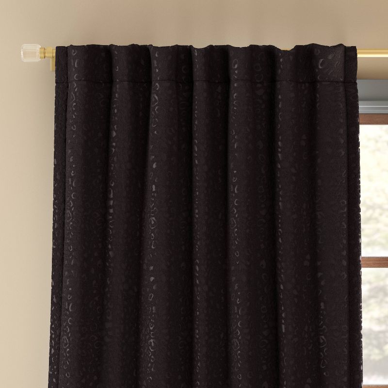 Blackout Embossed Velvet Curtain Panel Black - Threshold™, 1 of 7
