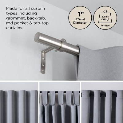 Zen Nickel Adjustable Metal Curtain Rod 32"-64"
