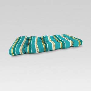 Outdoor Wicker Loveseat Cushion - Green Stripe - Jordan Manufacturing