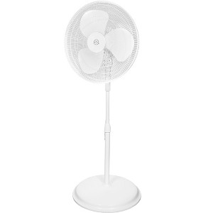HomePointe Standing Oscillating Pedestal Fan with Adjustable Height & 3 Speeds for Living Room, Office, Basement, or Bedroom, White, 16" - 1 of 4