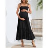 Sleeveless Maternity Dress Women's Summer Spaghetti Strap Smocked Tiered Flowy Maxi Dress for Baby Shower Photoshoot - image 4 of 4