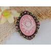 Alilang Vintage Gothic Cameo Rose Brooch Pin with Antique Silvery Tone and Rhinestone Accents - 2 of 4