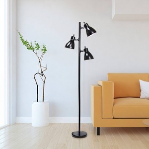 64" Traditional 3 Light Metal Floor Lamp with Adjustable Spotlight Shades - Creekwood Home - 1 of 4