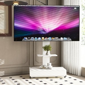 Dolonm Adjustable Height TV Stand with Wheels & Pull-Out Drawer for 32-75 Inch TVs, Mobile TV Cart for Living Room, Bedroom, Office - 1 of 4